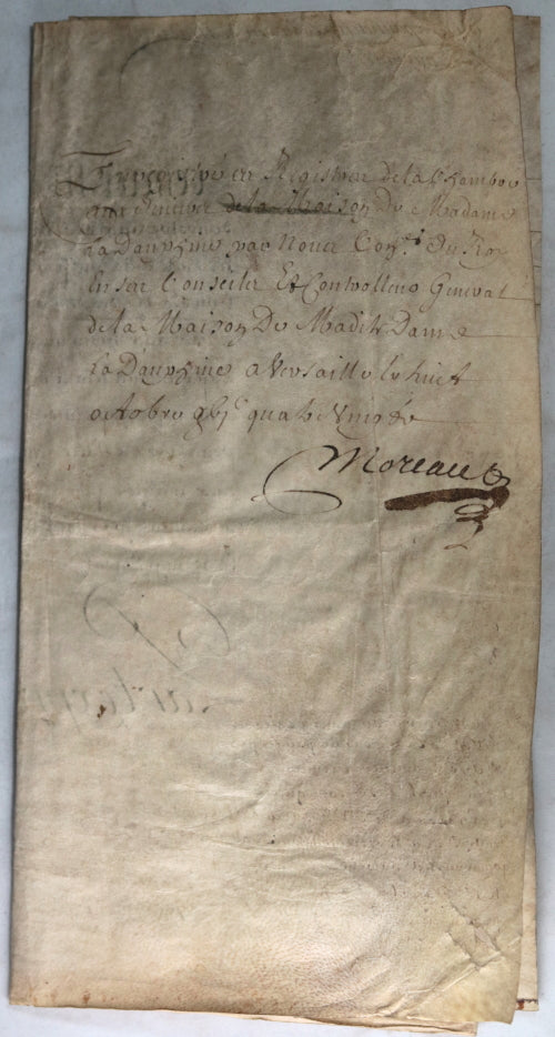 1680 velin signé par Colbert et Mme la Dauphine - Aide de Paneterie