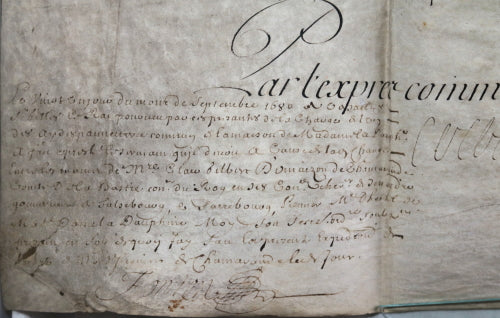 1680 velin signé par Colbert et Mme la Dauphine - Aide de Paneterie