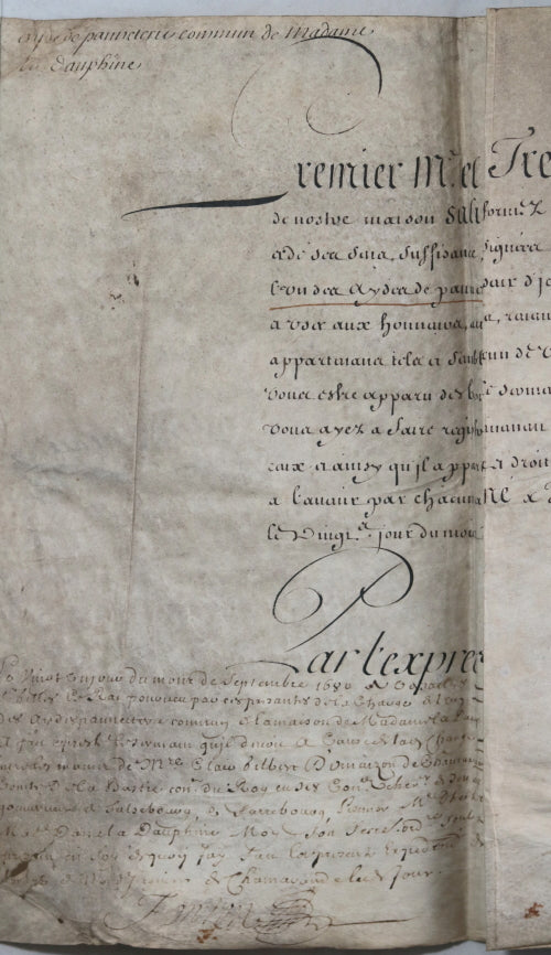 1680 velin signé par Colbert et Mme la Dauphine - Aide de Paneterie