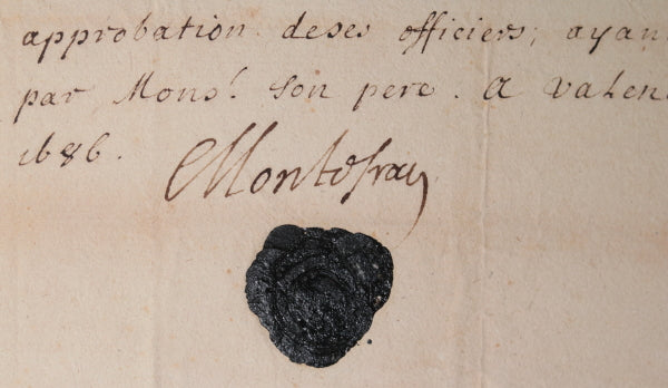 1686 Montefran gouverneur Valenciennes, congé cadet gentilhomme 1686 Montefran gouverneur Valenciennes, congé cadet gentilhomme