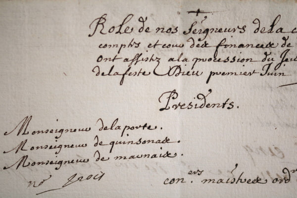 1690 Dauphiné chambre des comptes participant procession du Fête-Dieu