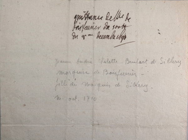 1690 quittance de Jeanne Brûlart de Sillery au Comte d'Auvergne