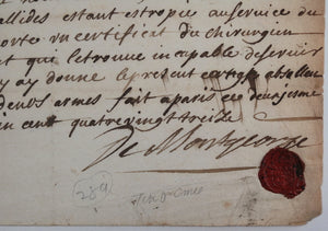 1693 conge absolu grenadier, régiment Gardes Françaises roi Louis XIV
