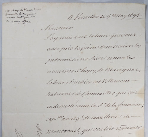 1694 lettre M. de Barbezieux à M. de Voyer mettre séditieux en prison