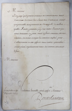 1695 lettre de Pontchartrain marquis de Phélypeaux comte de Maurepas