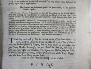 1696 manuscript, details trial of Sir William Parkins London (High Treason)