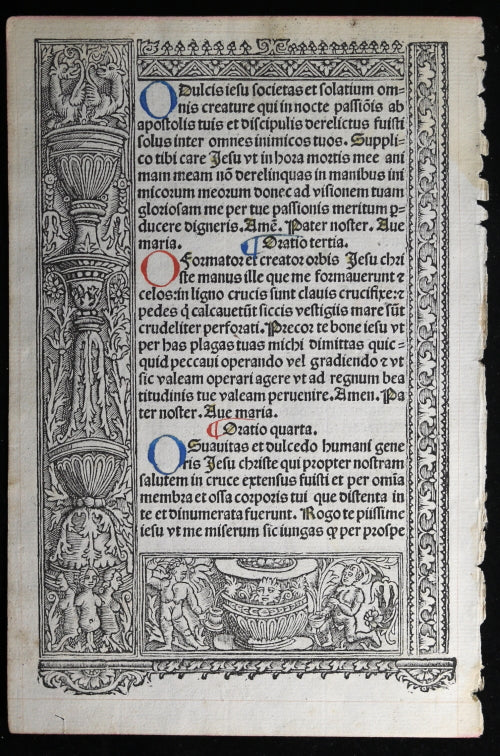 16th C. Renaissance French Book of Hours page, nice woodblocks #2 of 2