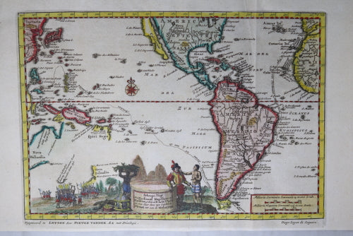 1707 Pieter van der Aa map of voyage of Magellan from Spain to Asia