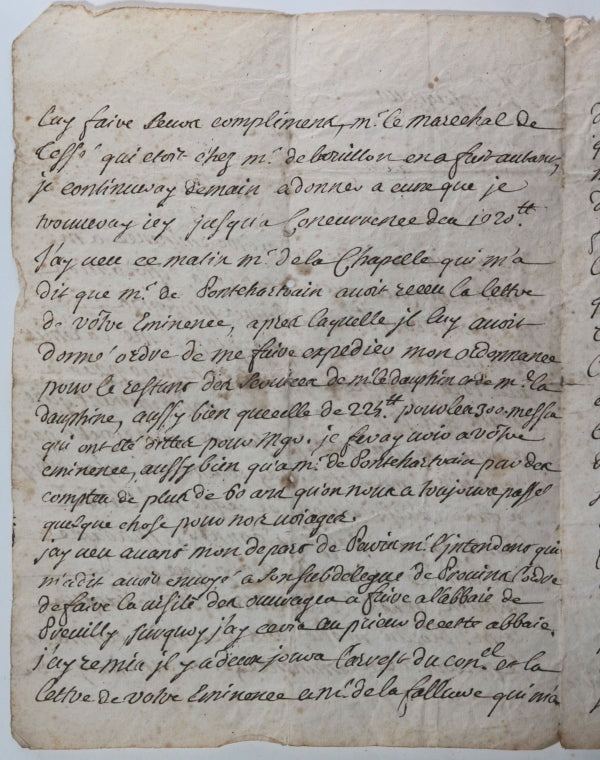 1712 Fontainebleau lettre sur cour de Louis XIV