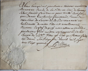 1724 Lille & Tournai, 2 documents Mme. Faulconnier de Bellain