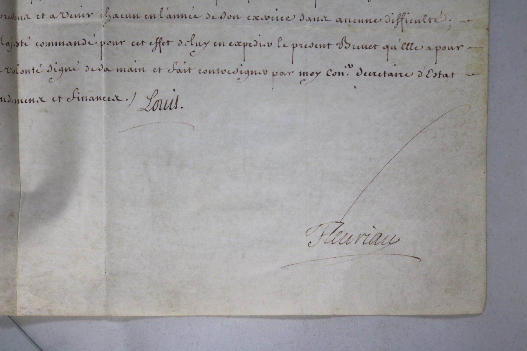 1726 pension pour Sr. Campredon, signé Louis XV et Fleuriau