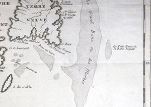 ~1732 French map of east coast of New France and Newfoundland (Canada)