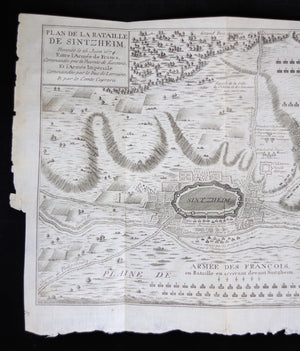 1735 Gravure 'Plan de la bataille de Sintzheim 16 juin 1674 Turenne'