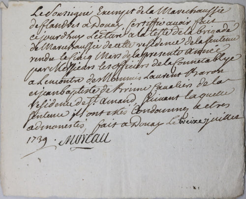 1739 condamnation de 2 cavaliers, Maréchaussée de Flandre