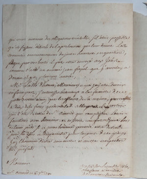 1740 France lettre Prévot général Maréchaussée du Flandres à Lille