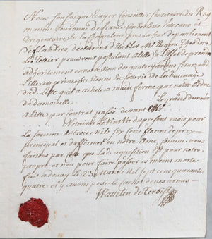 1744 Douay lettre Wattelin de Terbist conseiller du Roi, jardins Lille