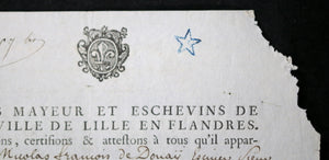 1744 lettre de vie pour Nicolas de Douaÿ, par ville de Lille