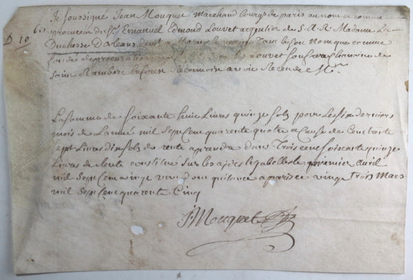 1745 Paris quittance du procureur de l’argentier du Duchesse d’Orléans