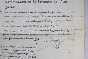 1749 mouvement 1er bataillon Régiment d'Anjou et liste des officiers