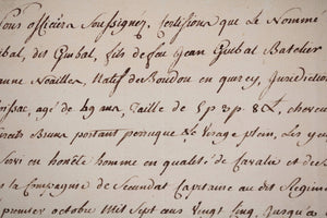1751 certificat de service pour Guibal, cavalier Régiment de Fumel