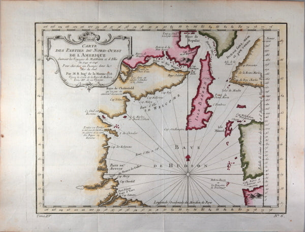 1753 Bellin map Northern Canada's Hudson Bay – North West Passage