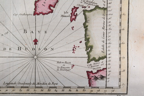 1753 Bellin map Northern Canada's Hudson Bay – North West Passage