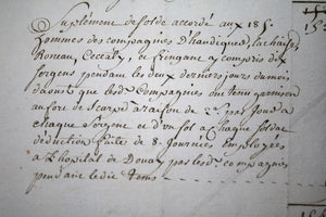 1753 Régiment de Lorraine à Douay – décompte de subsistance