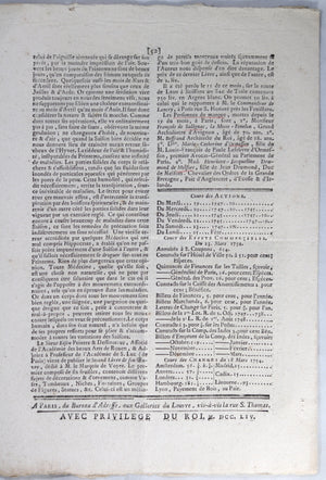 1754 Paris journal ‘Annonces, Affiches, et Avis Divers’ No. 13