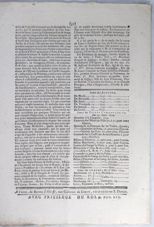 1754 Paris journal ‘Annonces, Affiches, et Avis Divers’ No. 13 1754 Paris journal ‘Annonces, Affiches, et Avis Divers’ No. 13