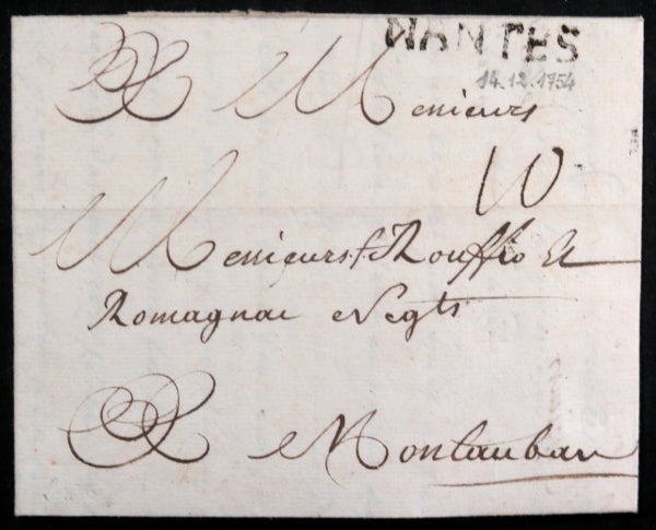 1754 lettre négotiant Rouffio à Montauban, peaux pour souliers Canada