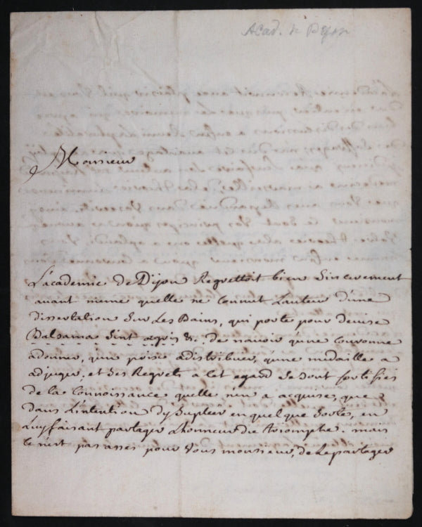 1755 lettre Chardenon (Académie Dijon) à Boissier (U. Montpellier)