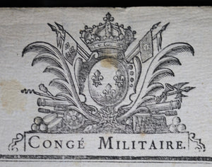 1756 congé soldat régiment d'Orleans. signature un noble guillotiné 1794