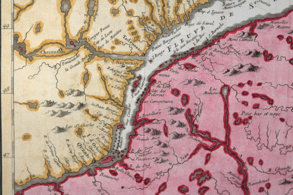 1757 Bellin map Canada's St Lawrence River, Anticosti to Quebec City