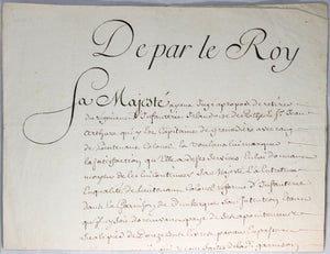 1757 Louis XV pour Sr. Arthure, Lieutenant-Colonel réformé à Dunkerque