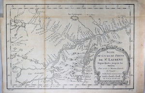 1757 map of Canada's St Lawrence River, Quebec City to Lake Ontario