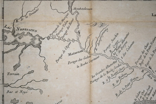 1757 map of Canada's St Lawrence River, Quebec City to Lake Ontario