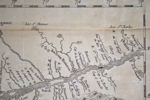 1757 map of Canada's St Lawrence River, Quebec City to Lake Ontario