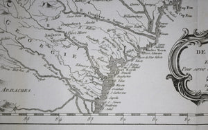 1757 Bellin map of Carolina and Georgia