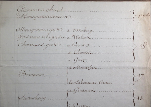 1761 cantonnements troupes Maison du Roy, Guerre Sept Ans