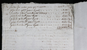 1763 mémoire de viande fournit à M. Merlet (Blaye Gironde)