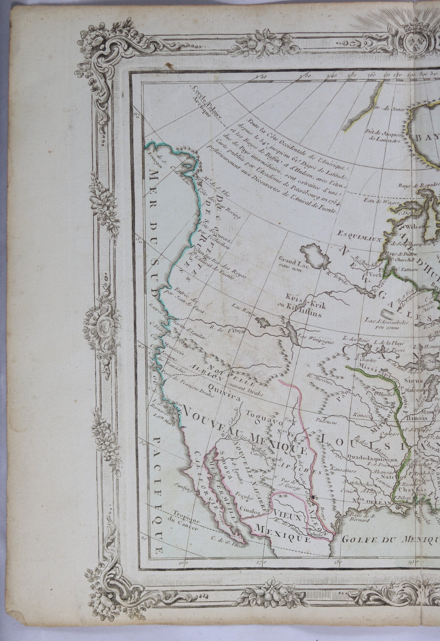 1766 Brion map of New Mexico, Lousiana, Canada and New England