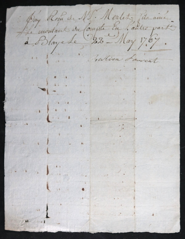 1767 facture pour fourniture de tissus à M. Merlet, Blaye (Gironde) 1767 facture pour fourniture de tissus à M. Merlet, Blaye (Gironde)