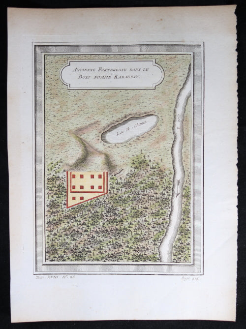 1768 French map by Bellin of fortress in Karaguay Woods Siberia
