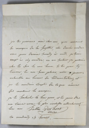 1771 lettre de l’Abbé Deshors, visite avec marquis de Lafayette