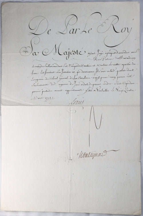 1772 Louis XV, Sr. Montaudouin Sous-lieut. au régiment Colonel Général