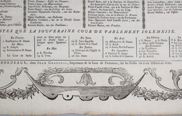 1772 grande affiche ‘Liste des Chambres de Parlement de Bordeaux’ 1772 grande affiche ‘Liste des Chambres de Parlement de Bordeaux’