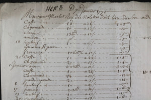 1772 quittance pour épiceries vendus à M. Merlet, Blaye (Gironde)