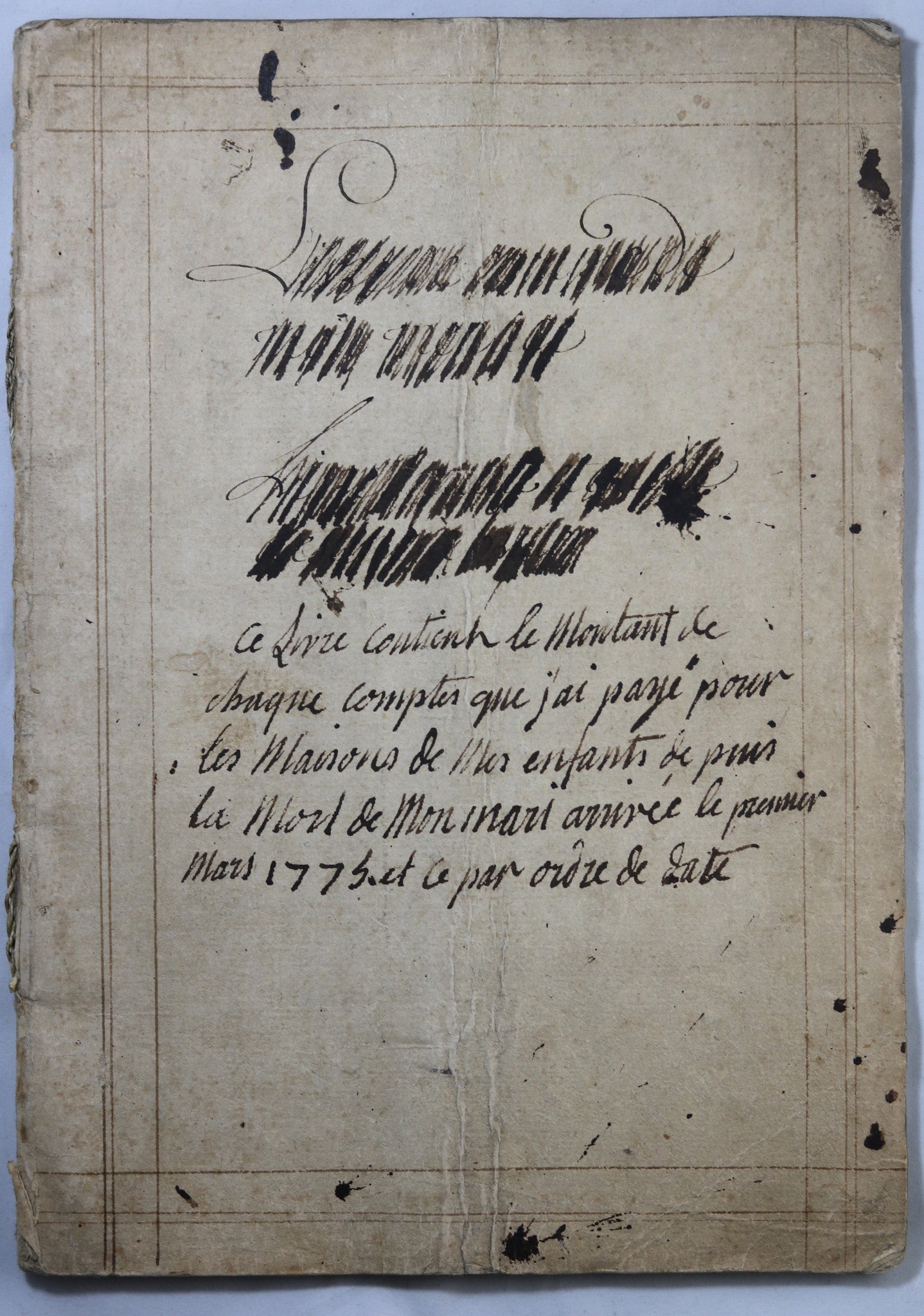1775-89 Lyon livre de compte pour maison enfants du veuve Durand