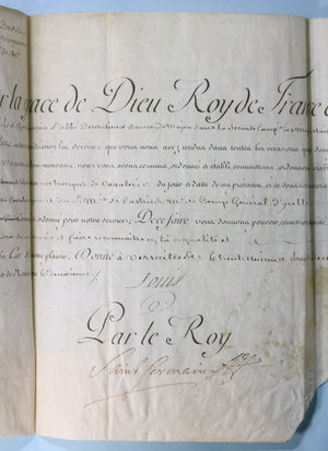 1775 commission Lieut. Colonel Cavalerie, signé Louis & Saint Germain
