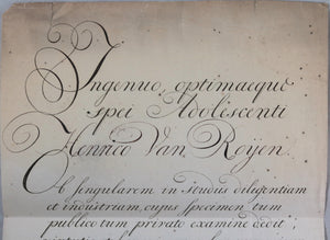 1777 Leiden Holland, letter of commendation student at Latin School  